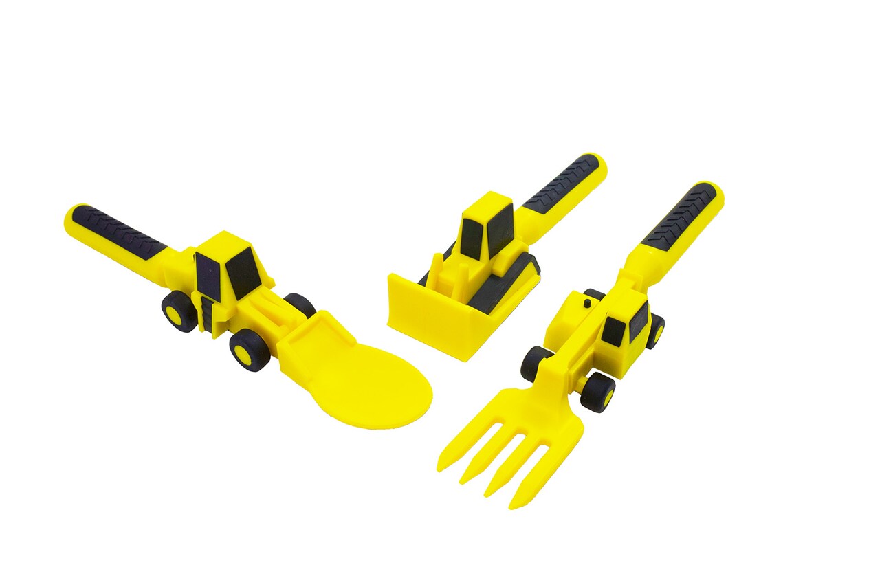 Constructive Eating Set of 3 Construction Eating Utensils for Kids and Toddlers